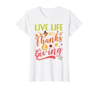 Thanksgiving Gratitude Thankful Grateful Giving Live Life Value Graphic T-Shirt, Women, White, XS