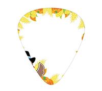 Thanksgiving Guitar Picks 12 Pack Universal ABS Guitar Picks,Fun Cartoon Draw Corn and Pumpkin Rural Harvest Food Theme,for Acoustic and Electric Guitar