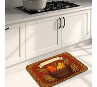 Thanksgiving Harvest Kitchen Mats for Floor, Rustic Pumpkins Basket Soft Mats, Autumn Cushioned Comfort Washable Decor Rugs for Kitchen Sinks Laundryroom Bathroom 16x24 Inch