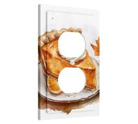 Thanksgiving Harvest Light Switch Cover Plates/Outlet Covers, Autumn Orange Pumpkin Spice Pie for Wall Accents, Thermoplastic Wall Plates, Standard Size Single Duplex Outlet
