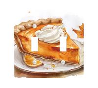 Thanksgiving Harvest Light Switch Cover Plates/Outlet Covers, Autumn Orange Pumpkin Spice Pie for Wall Accents, Thermoplastic Wall Plates, Standard Size Double Toggle