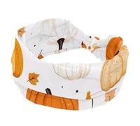 Thanksgiving Harvest Pumpkin Maple Leaves Headbands for Women, Elastic Hairbands, Twisted Cross Head bands, Soft Non-Slip Hair Wrap for Workout Yoga, Fashion Hair Accessories