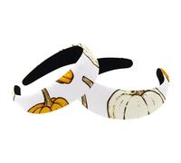 Thanksgiving Harvest Pumpkin Pattern Womens Headbands, Wide Hair Band Hoops, Vintage Thick Hair Bands, Velvet Padded Headbands for Girls, Set of 2