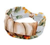 Thanksgiving Harvest Sunflower Pumpkins Soft Women's Headbands, Wide Headband, Non Slip Hairbands, Elastic Hair Band, Twisted Knot Turban Headwrap