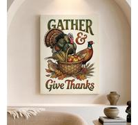 Thanksgiving Harvest Turkey Quote Canvas Wall Art 12x16