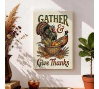 Thanksgiving Harvest Turkey Quote Canvas Wall Art 8x12