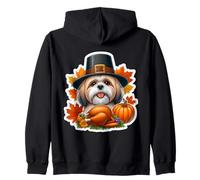 Thanksgiving Lhasa Apso Dog Owner Mom Dad Lover Funny Turkey Zip Hoodie