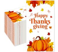 Thanksgiving Napkins Disposable 100 Pack Thanksgiving Paper Dinner Napkins, Soft Fall Pumpkin Maple Leaf Guest Paper Hand Towels for Bathroom Kitchen Dinner Fall Harvest Party Wedding Baby Shower