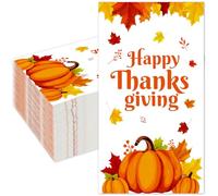 Thanksgiving Napkins Disposable 50 Pack Thanksgiving Paper Dinner Napkins, Soft Fall Pumpkin Maple Leaf Guest Paper Hand Towels for Bathroom Kitchen Dinner Fall Harvest Party Wedding Baby Shower