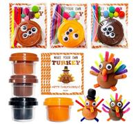 Thanksgiving Party Favors - 24 Pack Make a Turkey Playdough Kits - Funny Thasksgiving Goodie Bag Stuffers for Boys Girls Toddler School Class Classroom