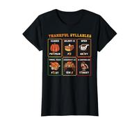 Thanksgiving Phonics Reading Teacher Thankful Syllables Gift Value Graphic T-Shirt, Women, Black, XL