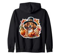 Thanksgiving Portuguese Podengo Pequeno Dog Owner Mom Dad Zip Hoodie