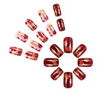 Thanksgiving Press On Nails 24pcs Maple Leaves Themed Short Square Holiday Artificial Acrylic Stick On Nails For Women