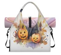 Thanksgiving Pumpkin Black Cat Sports Duffle Bag with Shoe Compartment Weekend Overnight Bags Tote Cabin Luggage Bag for Gym Yoga Travel