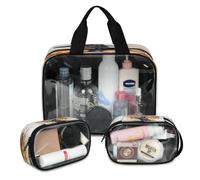Thanksgiving Pumpkin Black Cat Travel Makeup Bag for Women Men, Translucent Cosmetic Bags 3 Pcs Large Shower Wash Pouch Toiletry Cosmetic Toiletries Organizer