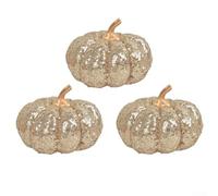 Thanksgiving pumpkin decoration ornament featuring sparkling design and realistic foam material, perfect for autumn themed home and party decor (light gold)