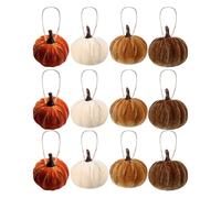 Thanksgiving Pumpkin Decoration, Thanksgiving Mini Pumpkin Pendant for Trees - Pack of 12 Colourful Colours Autumn Decoration for Garden Bedroom Bedside Table for Wall Student Dorm Bedroom Living Room