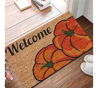 Thanksgiving Pumpkin Door Mat - Indoor & Outdoor, Pumpkin Patterned, Non Slip Welcome Carpet - Fall Decoration, Washable - Seasonal Halloween Party Floor Mat - Orange, 60 x 40 cm