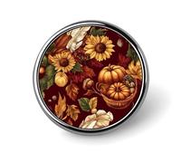 Thanksgiving Pumpkin Fall Harvest Round Badge Pin Brooch Button Stylish Decorative for Clothes Backpacks