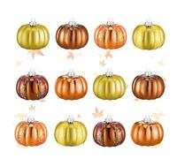 Thanksgiving Pumpkin Ornaments, 12 Pieces Halloween Pumpkin Decoration, Hand-Carved Craft Figurines, Rustic Autumn Harvest Style, Festive Indoor Display, Ideal for Kitchen, Dining Table, Holiday