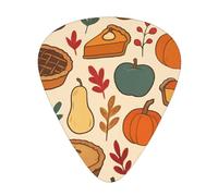 Thanksgiving Pumpkin Pie Dessert 12 Pack Guitar Picks With 3 Thicknesses And Storage Box, Abs Plectrums For Electric Bass Guitar Players