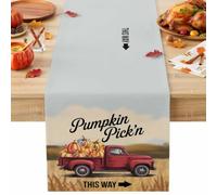 Thanksgiving Pumpkin Red Farm Truck Table Runner 72 Inches Long,Table Runners Kitchen Dining Tables Decoration for Home Party Decor, Fall Harvest Tables Runner Wedding Dresser Scarf
