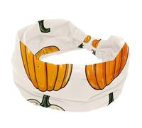 Thanksgiving Pumpkin Seamless Pattern Wide Headbands for Women, Non Slip Workout Headband, Elastic Hair Bands, Sweat Yoga Hairband, Knotted Head Wraps for Girl Ladies