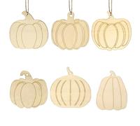 Thanksgiving Pumpkin Shape Wood Ornament, Thanksgiving Wooden Hanging Decoration with String for Kids Painting Wood Crafts Autumn Activities Hanging Pumpkin Decorations for Children Party DIY A6-NGMP