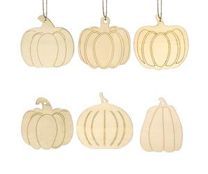 Thanksgiving Pumpkin Shape Wood Ornament, Thanksgiving Wooden Hanging Decoration with String for Kids Painting Wood Crafts Autumn Activities Hanging Pumpkin Decorations for Children Party DIY A6-NGMP
