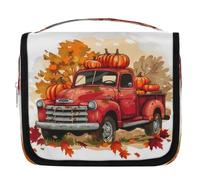Thanksgiving Pumpkin Truck Hanging Toiletry Bag Travel Wash Bag Cosmetic Makeup Accessories Organizer Waterproof Shower Bag Beauty Pouch for Women Girls Kids Car Pumpkin Gift