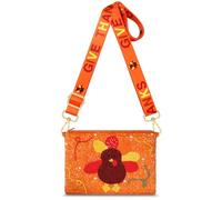 Thanksgiving Purse Beaded Maple Leaf Turkey Purse Fall Crossbody Shoulder Bag Thanksgiving Fall Accessories Outfit Gift, Orange