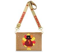 Thanksgiving Purse Beaded Maple Leaf Turkey Purse Fall Crossbody Shoulder Bag Thanksgiving Fall Accessories Outfit Gift, Orange