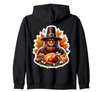 Thanksgiving Sasquatch Big-foot Fall Autumn Big Foot Lover Zip Hoodie