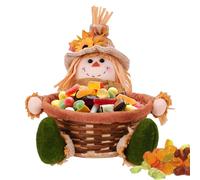 Thanksgiving Scarecrow Decor | Sunflower Sitting Thanksgiving Scarecrow Doll Holding a Fruit Basket,Autumn Harvest Doll Halloween Decoration for Home Porch Yard