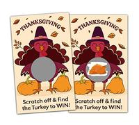 Thanksgiving Scratch Off Games, Thanksgiving Scratch Off Game Cards For Baby Shower, Bridal Shower, Fall Festival Raffle Lottery Tickets Cards, Set Of 50 Cards (B02)