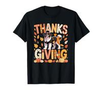 Thanksgiving St. Bernard Cute Pilgrim Fall Leaves Owner Kids T-Shirt