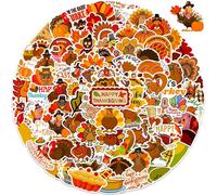 Thanksgiving Stickers Pack 100 Pcs Cute Thanksgiving Vinyl Stickers for Water Bottles Envelopes Scrapbooking Crafts Funny Fall Hoilday Stickers