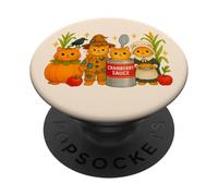 Thanksgiving Tabby Cat Autumn Harvest Graphic PopSockets Adhesive PopGrip