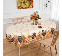 Thanksgiving Tablecloth Oval 60x120 Inch, Turkey Fall Harvest Thanksgiving Table Cloth Oval Waterproof Table Cover for Dinner Kitchen Party Decorations