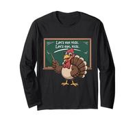 Thanksgiving Teacher Turkey Lets Eat Kids Punctuation Funny Long Sleeve T-Shirt