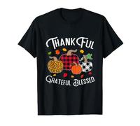 Thanksgiving Thankful Grateful Blessed Buffalo Plaid Pumpkin Value Graphic T-Shirt