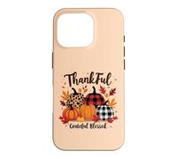 Thanksgiving Thankful Grateful Blessed leopard plaid Pumpkin Case for iPhone 16 Pro