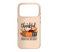 Thanksgiving Thankful Grateful Blessed leopard plaid Pumpkin Case for iPhone 17 Pro