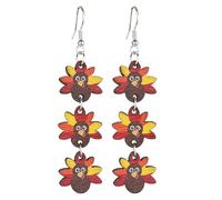 Thanksgiving Themed Holiday Drop Earrings Maple Leaves Pumpkin Turkey Halloween Dangle Earrings for Women Fall Autumn Jewelry, Wood, No Gemstone
