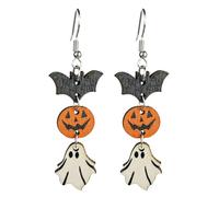 Thanksgiving Themed Holiday Drop Earrings Maple Leaves Pumpkin Turkey Halloween Dangle Earrings for Women Fall Autumn Jewelry, Wood, No Gemstone