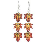 Thanksgiving Themed Holiday Drop Earrings Maple Leaves Pumpkin Turkey Halloween Dangle Earrings for Women Fall Autumn Jewelry, Wood, No Gemstone