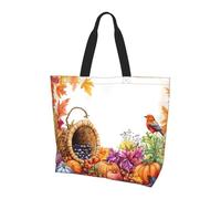 Thanksgiving Tote Bag Women's Shoulder Handbags Harvest Autumn Shopping Bags Water-Resistant Large Handbag with Inner Pocket for Work Travel School