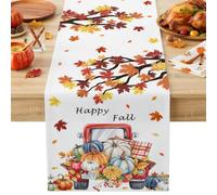 Thanksgiving Truck With Pumpkin Table Runner 72 Inches Long,Table Runners Kitchen Dining Tables Decoration for Home Party Decor, Happy Fall Harvest Tables Runner Wedding Dresser Scarf