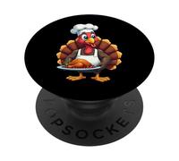 Thanksgiving Turkey Chef Funny Thanksgiving Turkey PopSockets Adhesive PopGrip
