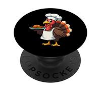 Thanksgiving Turkey Chef Funny Thanksgiving Turkey PopSockets Adhesive PopGrip